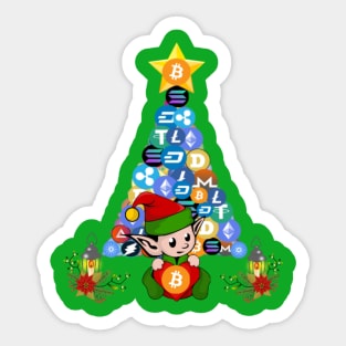 Crypto elf and xmas tree Sticker